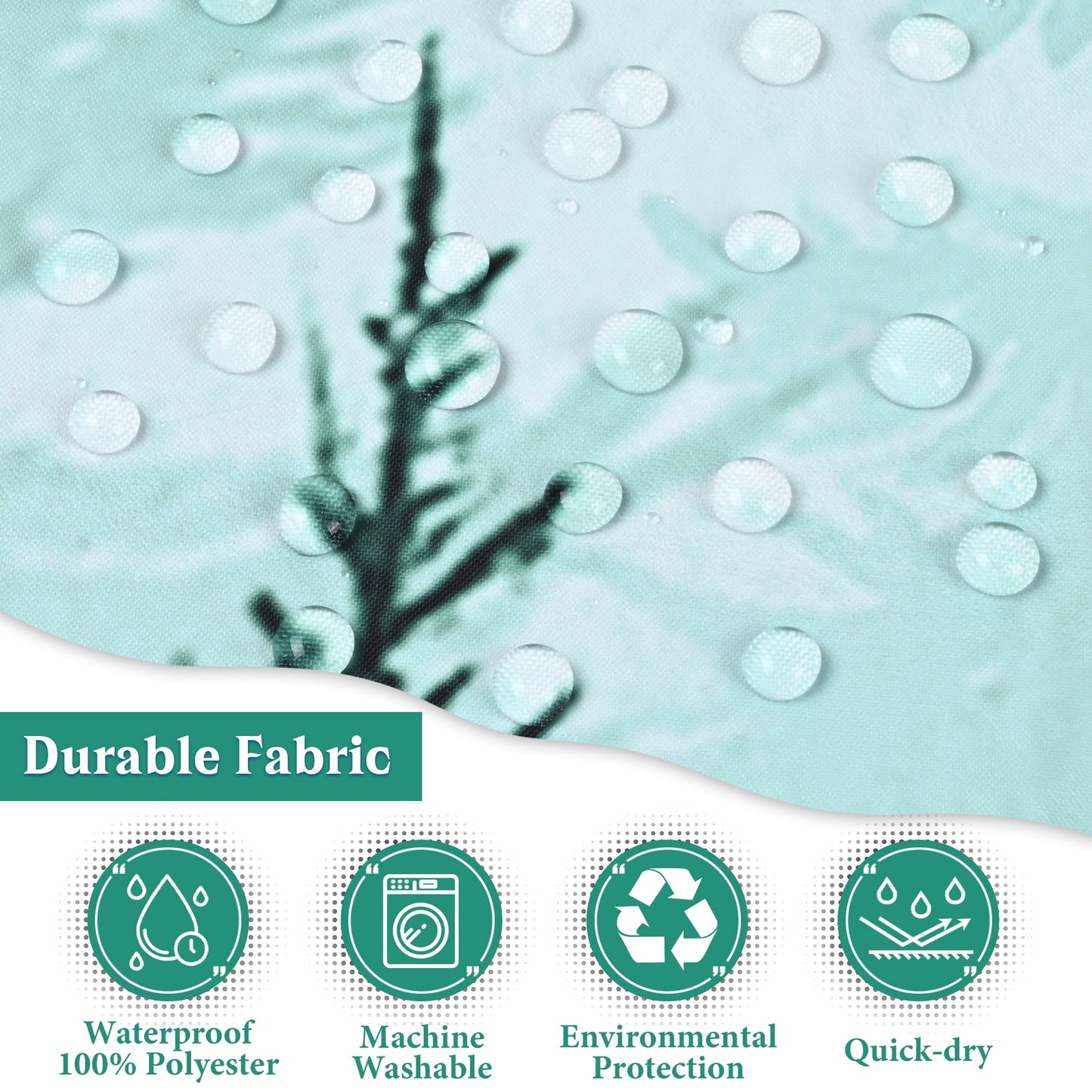 Ikfashoni Green Forests Shower Curtain with Hooks, 13pc Waterproof Fabric Bath Curtain, 72"X72"
