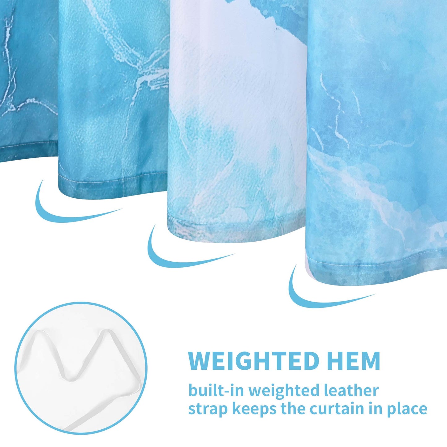 Ikfashoni Beach Shower Curtain with Hooks,13pc Waterproof Fabric Bathroom Curtain, 72"X72"