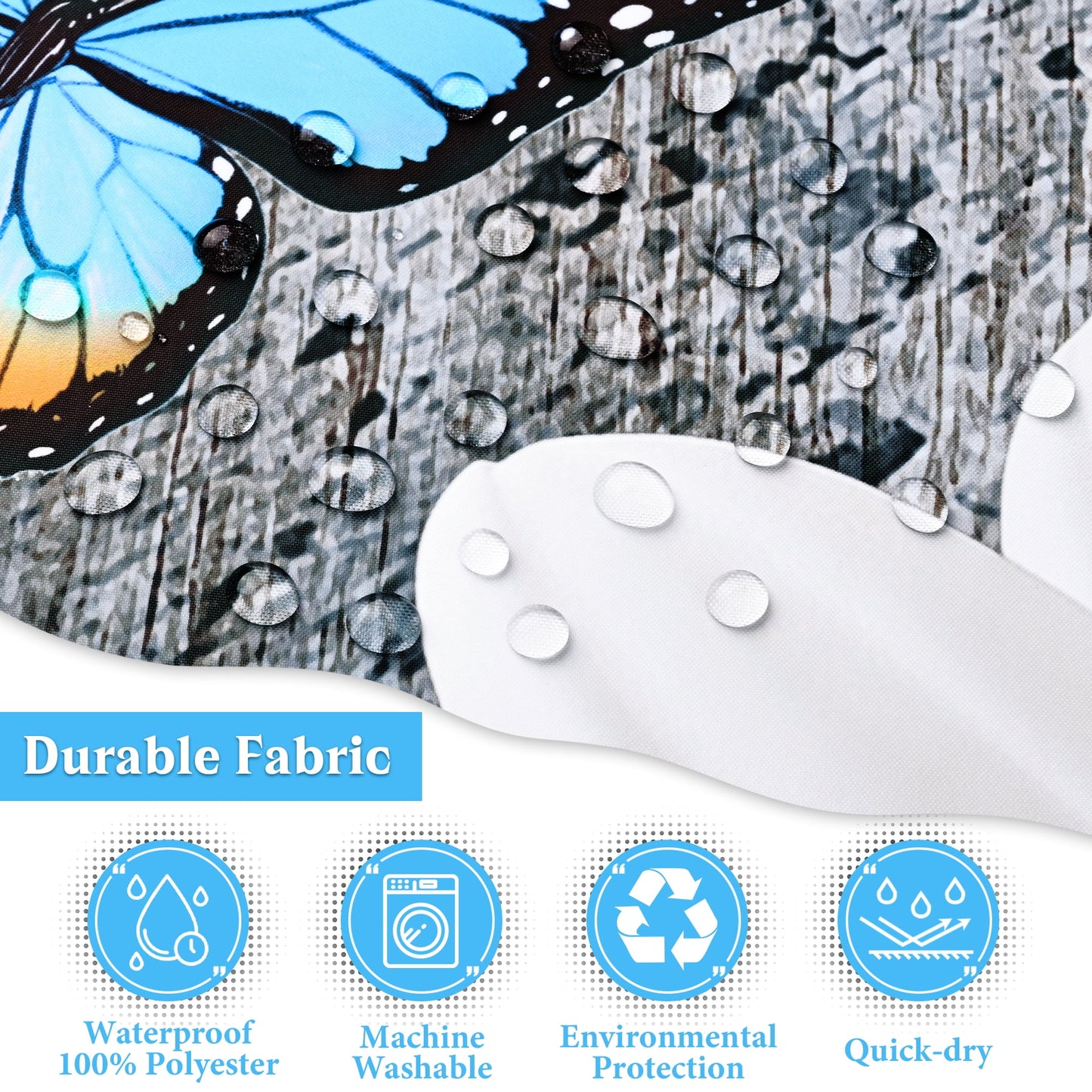 Ikfashoni White Daisy Shower Curtain with Hooks,13pc Rustic Waterproof Fabric Bathroom Curtain, 72"X72"