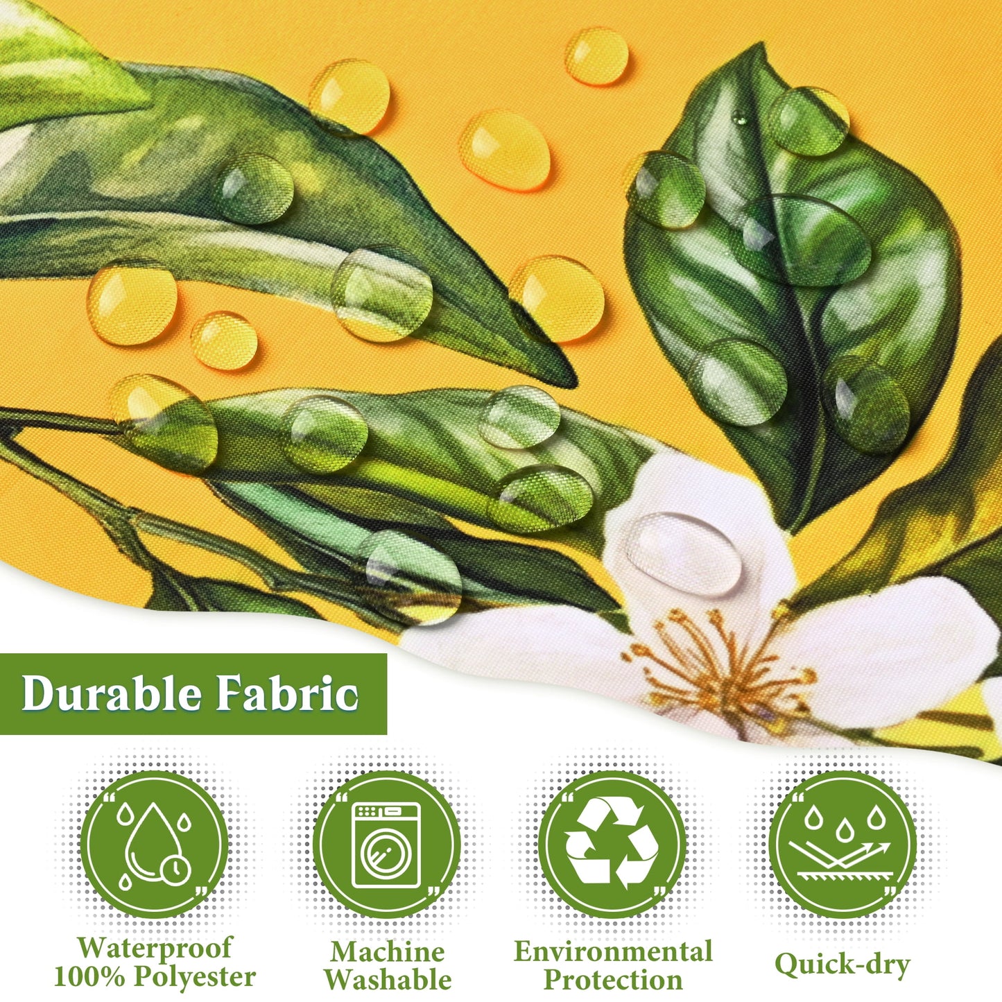 Ikfashoni Yellow Lemon Bird Shower Curtain with Hooks,13pc Waterproof Fabric Bathroom Curtain, 72"X72"