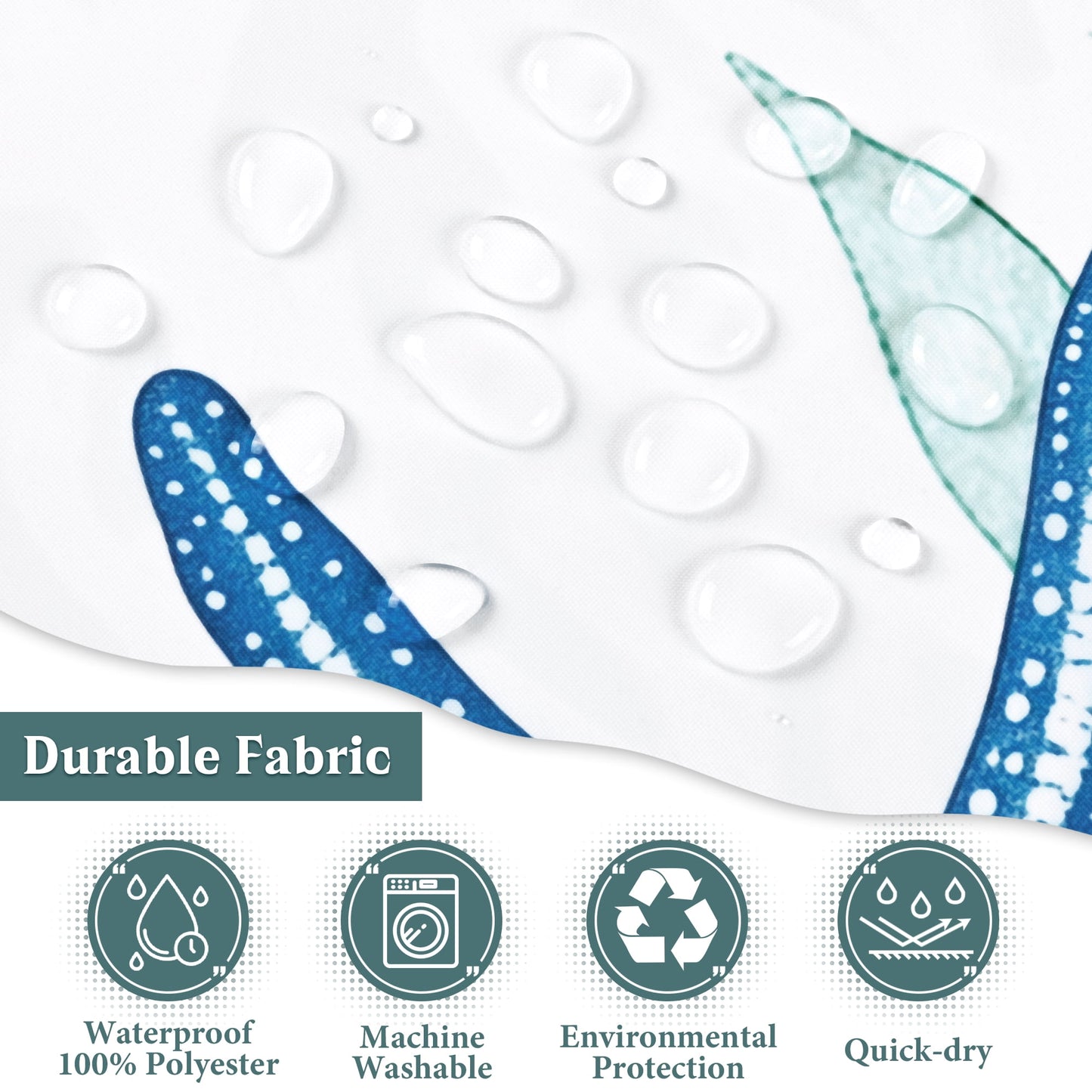 Ikfashoni Ocean Turtle Shower Curtain with Hooks,13pc Waterproof Fabric Bathroom Curtain, 72"X72"