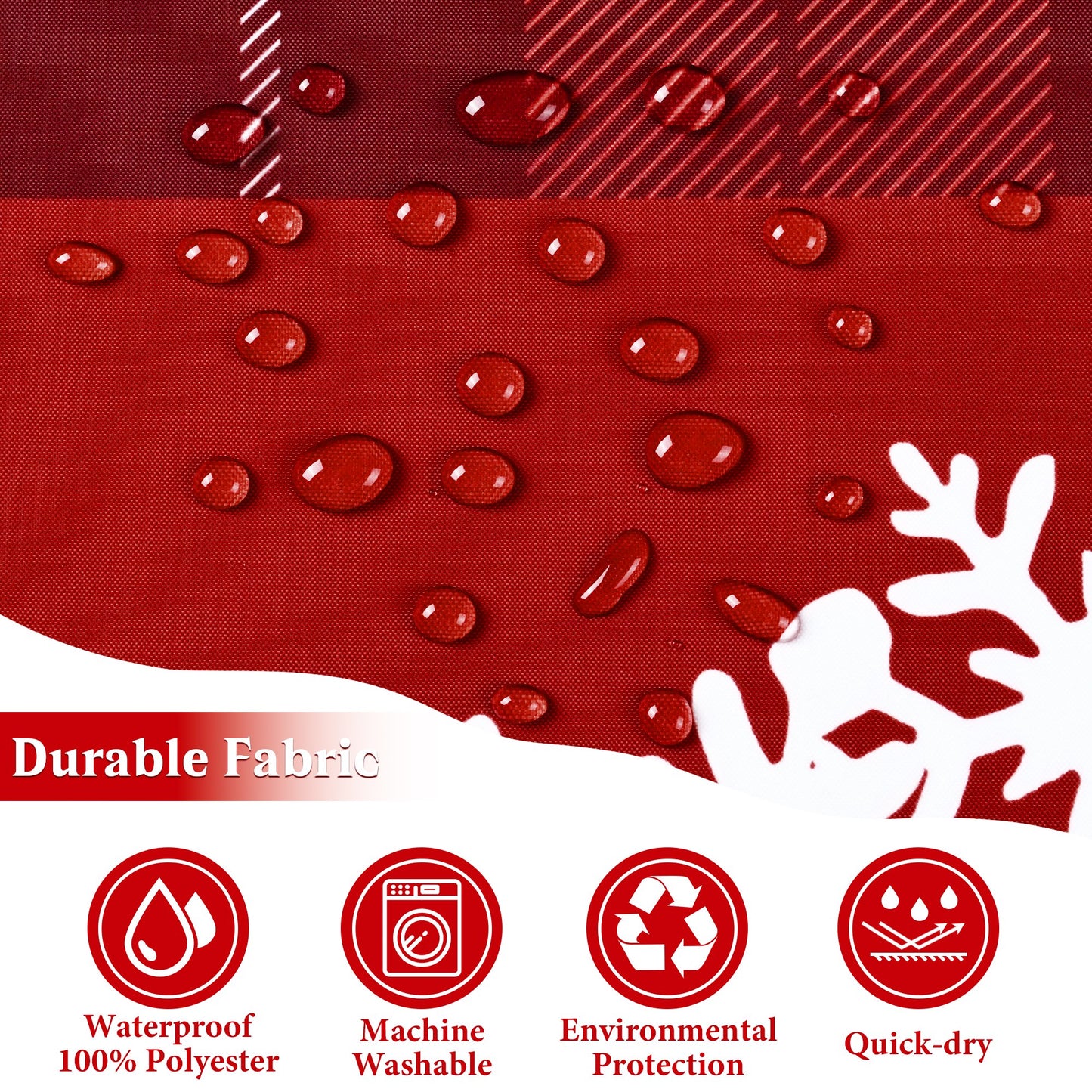 Ikfashoni Christmas Shower Curtain with Hooks, Red Deer Waterproof Bathroom Curtains, 72"X72"