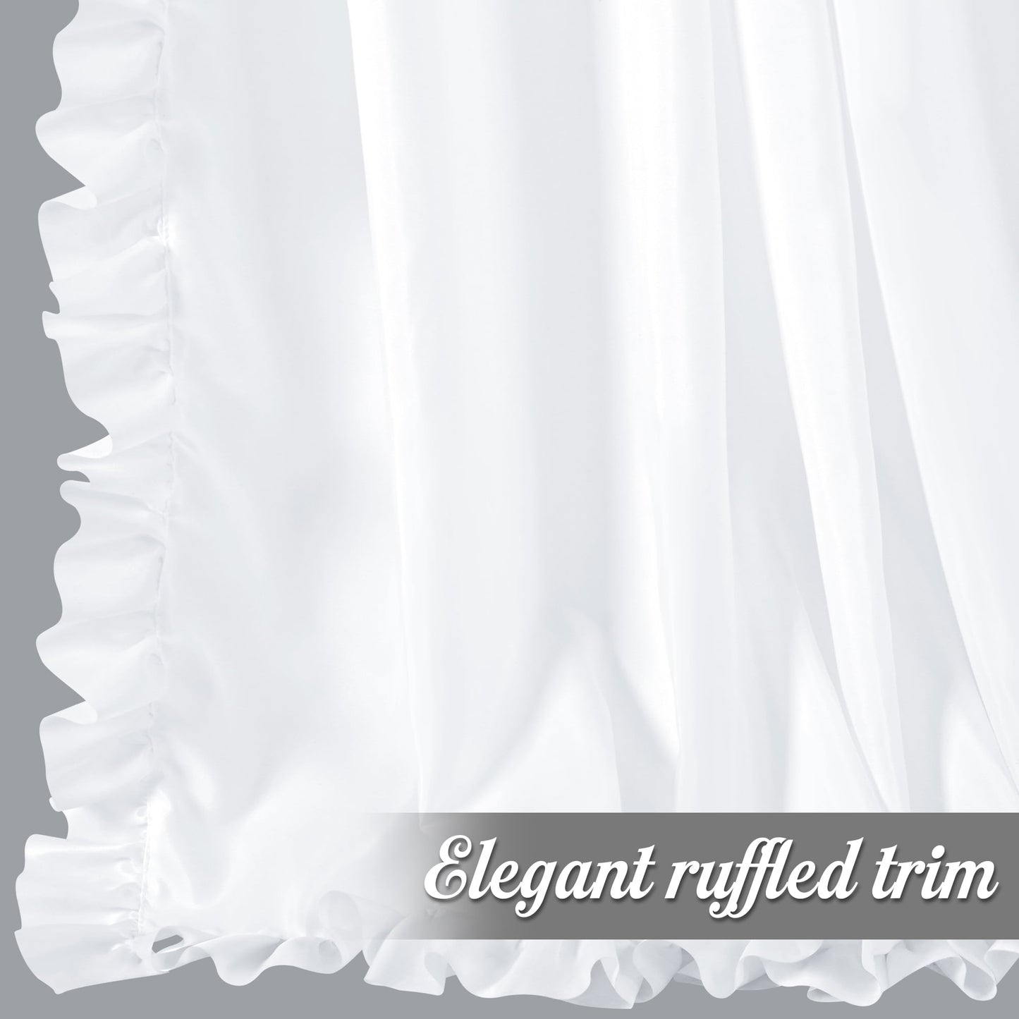 Ikfashoni White Shower Curtain with Ruffle Edge,Boho Waterproof Fabric Bathroom Curtain