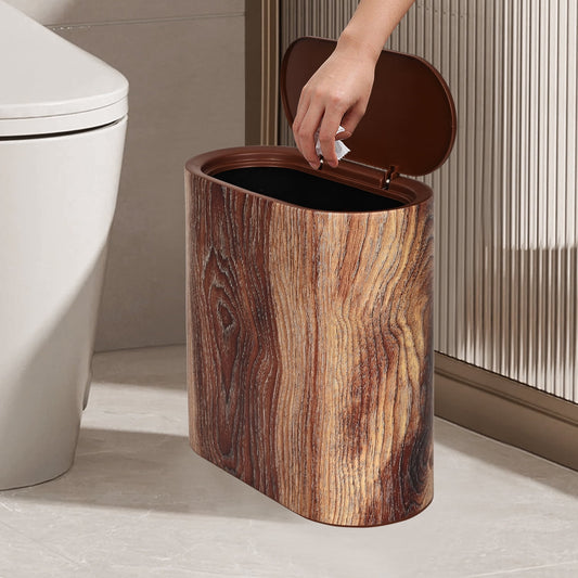 Ikfashoni 3 Gallon Trash Can with Lid, Black Marble Double-decker Wastebasket for Bathroom Bedroom Kitchen Office