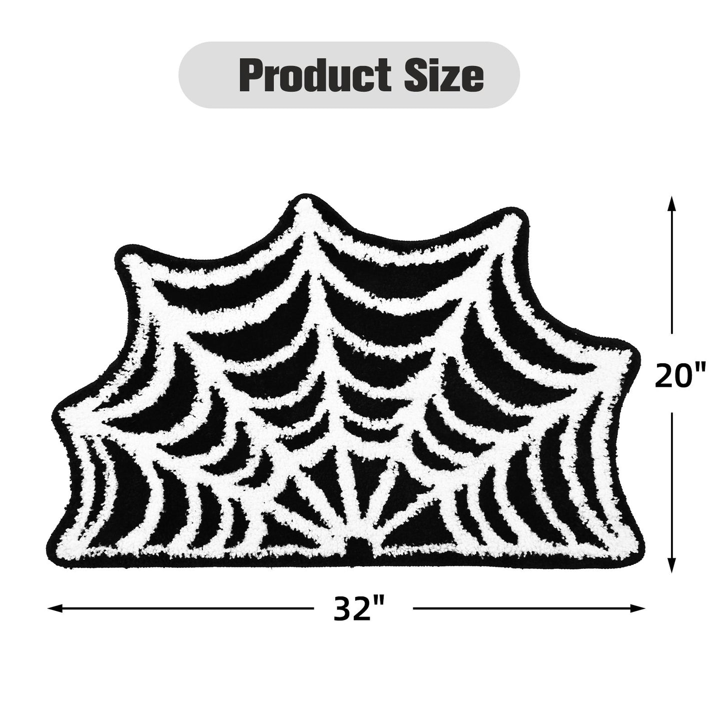 Ikfashoni Halloween Bathroom Rug,Black Cobweb Bath Mat,Extra Soft Fluffy Absorbent Non-slip Bath Rug,20"x31"