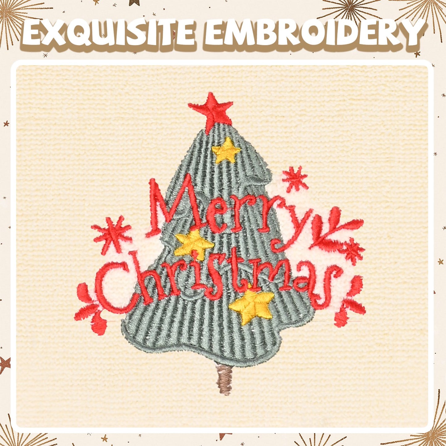 Ikfashoni 2 Pack Christmas Hand Towel for Bathroom, Embroidered Snowman White Scroll Cotton Towels