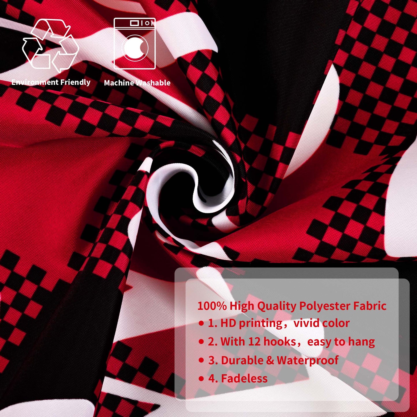 Ikfashoni Red Buffalo Plaid Christmas Shower Curtain, 13pc Deer Waterproof Fabric Bathroom Curtain, 70"X69"